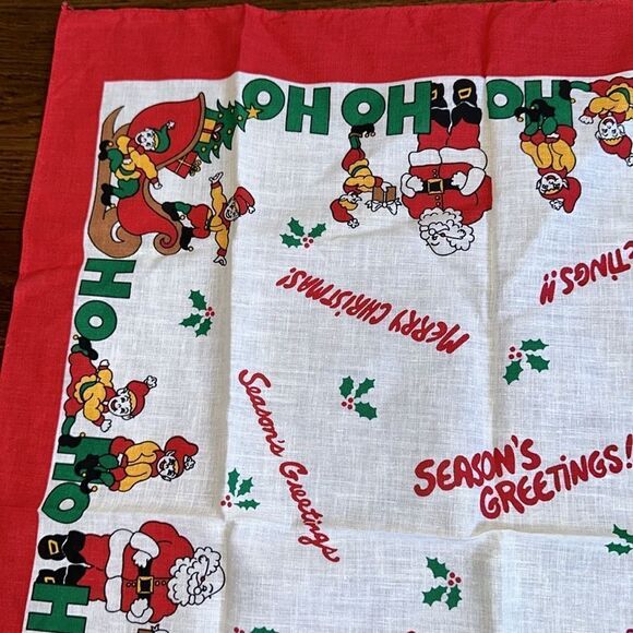 Vintage Paris Accessories cotton Christmas scarf featuring Santa & his elves - Picture 3 of 8
